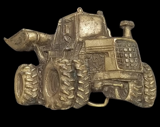 Vintage Belt Buckle Brass Bulldozer Heavy Equipment Earth Mover Construction