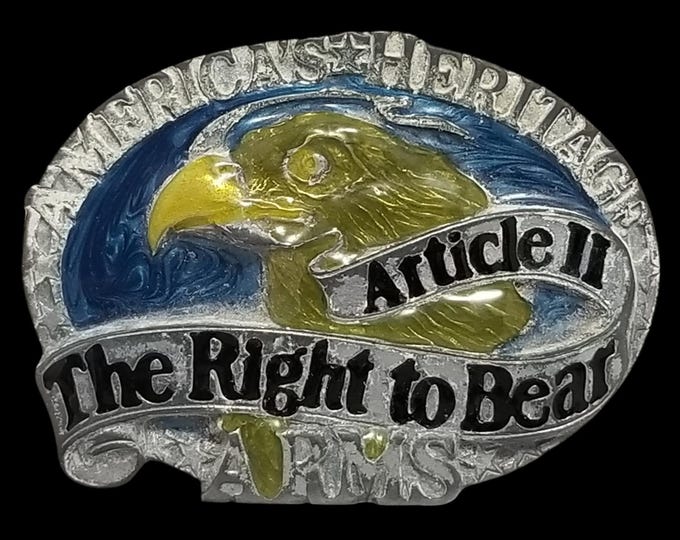America's Heritage Article II The Right to Bear Arms Eagle Belt Buckle Pewter