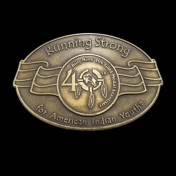 Billy Mills 40 Anniversary Running Strong for American Indian Youth Belt Buckle