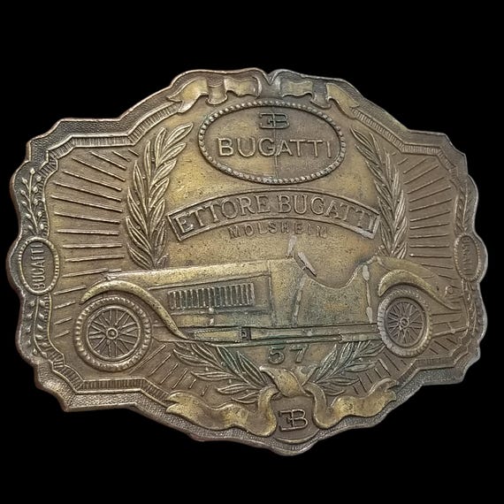 Solid Brass Bugatti Belt Buckle – Ettore Bugatti Molsheim 57 USA Napoleon Empereur View 2