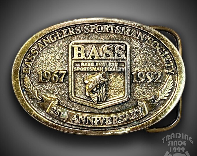 BASS Anglers Sportsman Society Belt Buckle 25th Anniversary 1967 1992 Fishing