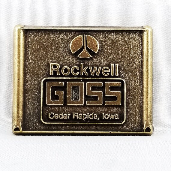 Rockwell Goss Cedar Rapids Iowa Belt Buckle Made in USA Vintage