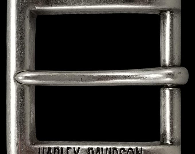 Harley Davidson Belt Buckle, Silver Tone Rectangular, USA Made
