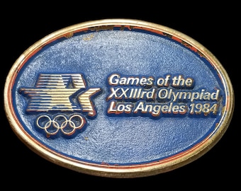 Vintage Belt Buckle Games Of The XXIIIrd Olympiad Los Angeles 1984 By Sanchez