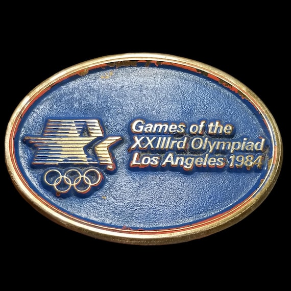 Vintage Belt Buckle Games Of The XXIIIrd Olympiad Los Angeles 1984 By Sanchez