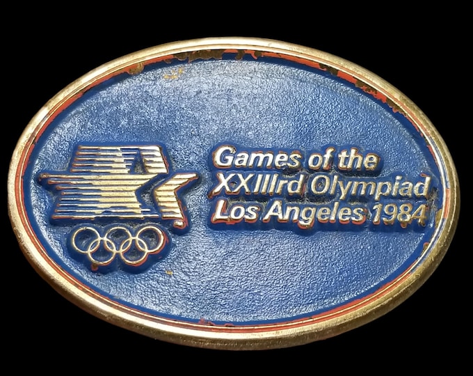 Vintage Belt Buckle Games Of The XXIIIrd Olympiad Los Angeles 1984 By Sanchez