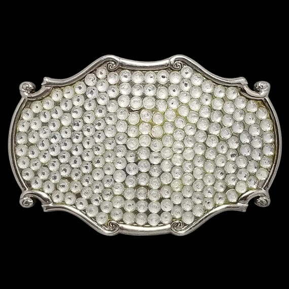 Vintage Belt Buckle Women Glamour Silver Color Clear Rhinestones Western