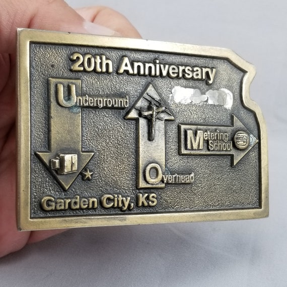 Belt Buckle Brass 20th Anniversary Underground Overhead Metering School