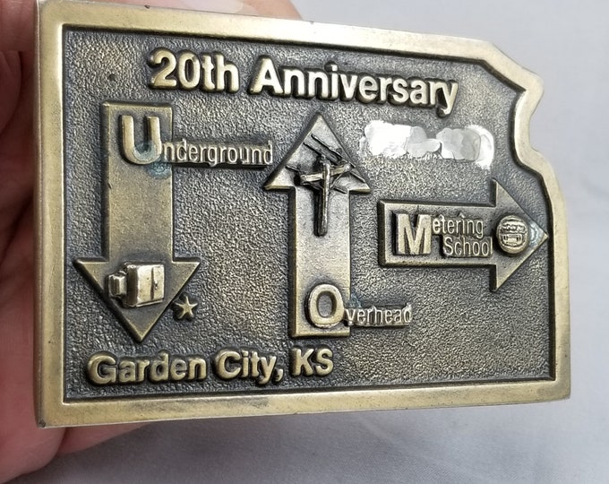 Belt Buckle Brass 20th Anniversary Underground Overhead Metering School