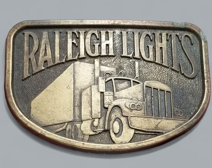 Belt Buckle Raleigh Lights Trucking Big Rig 18-Wheeler Tractor Trailer USA Made