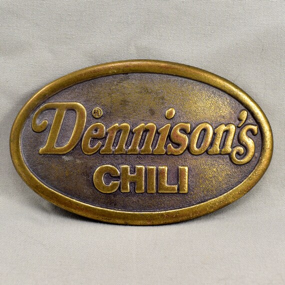Vintage Belt Buckle Dennison's Chili Gold Color Retro Style Gift