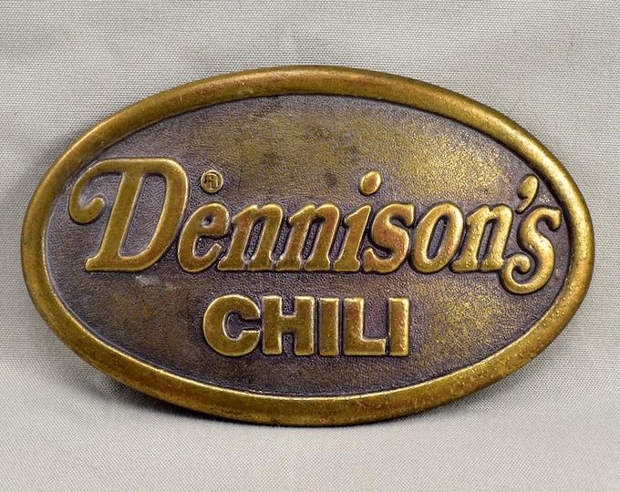 Vintage Belt Buckle Dennison's Chili Gold Color Retro Style Gift