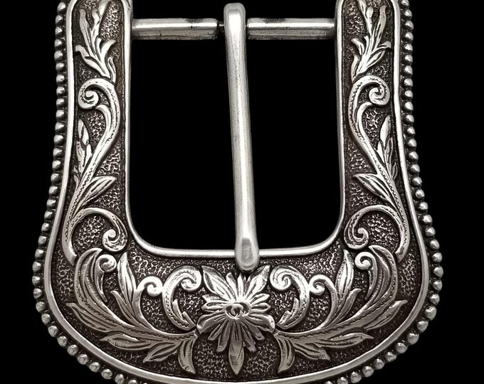 ARIAT Western Pin Belt Buckle: Filigree Rope Edge, 3 inch, USA Made
