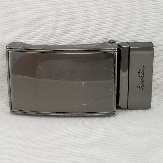 Vintage Belt Buckle Tasso Elba Dress Up Clamp Screws Closure Unisex Dark Gray