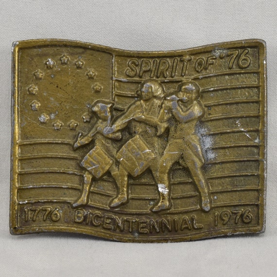 Belt Buckle Spirit of '76 1776 Bicentennial 1976 Embossed Etched Engraved
