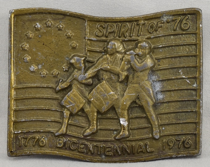 Belt Buckle Spirit of '76 1776 Bicentennial 1976 Embossed Etched Engraved