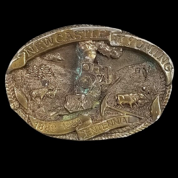 Newcastle Wyoming Centennial Belt Buckle 1889 1989 Limited Edition Dart Inc USA