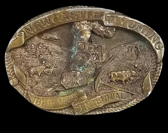 Newcastle Wyoming Centennial Belt Buckle 1889 1989 Limited Edition Dart Inc USA