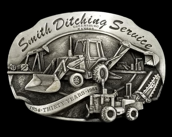 Smith Ditching Service Belt Buckle 1984 Siskiyou Greensburg Kansas