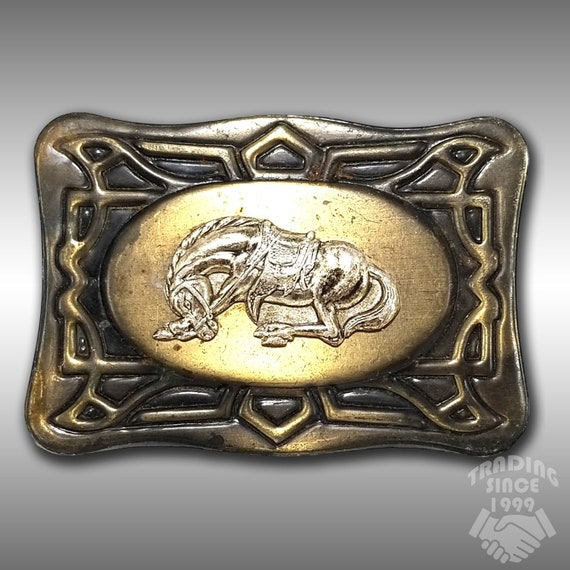 Belt Buckle Stamped Wild Horse Bucking Doing Tricks Western Cowboy Southwest