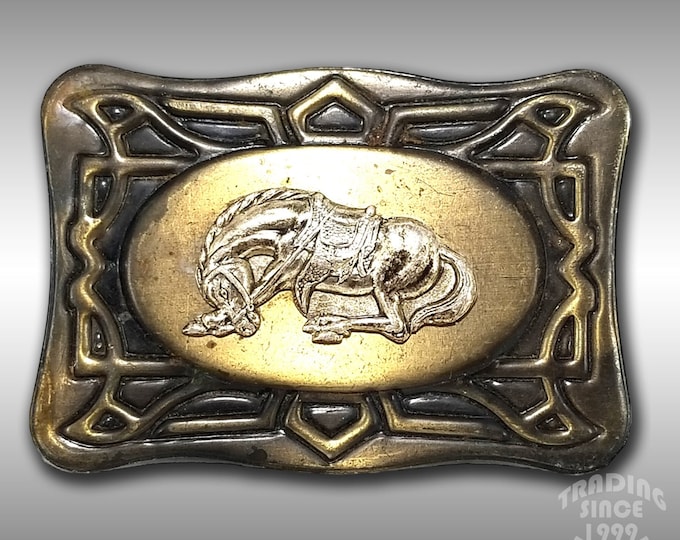 Belt Buckle Stamped Wild Horse Bucking Doing Tricks Western Cowboy Southwest