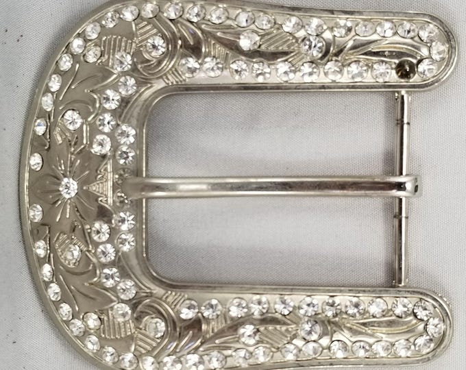 Large Western Buckle with Rhinestones – Fits 1.5" Belt