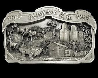 Oldham SD 1887 1987 Centennial Commemorative Belt Buckle Pewter Limited Edition