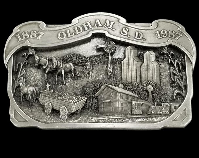 Oldham SD 1887 1987 Centennial Commemorative Belt Buckle Pewter Limited Edition