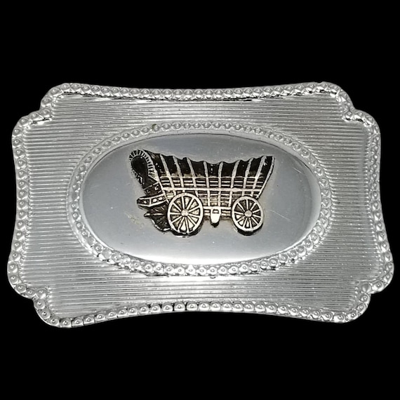 Western Belt Buckle Covered Wagon | Old West Pioneers Settlers | Oregon Trail