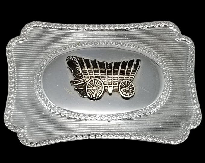 Western Belt Buckle Covered Wagon | Old West Pioneers Settlers | Oregon Trail