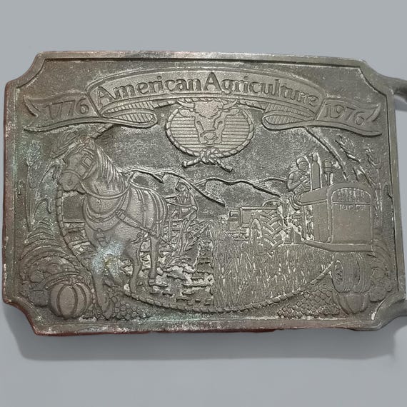 Belt Buckle 1975 American Agriculture Bicentennial 1776 - 1976 Ortho Chevron