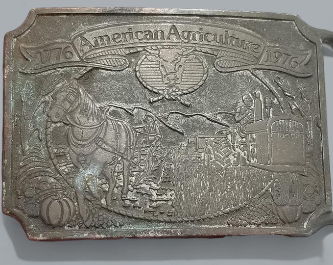 Belt Buckle 1975 American Agriculture Bicentennial 1776 - 1976 Ortho Chevron