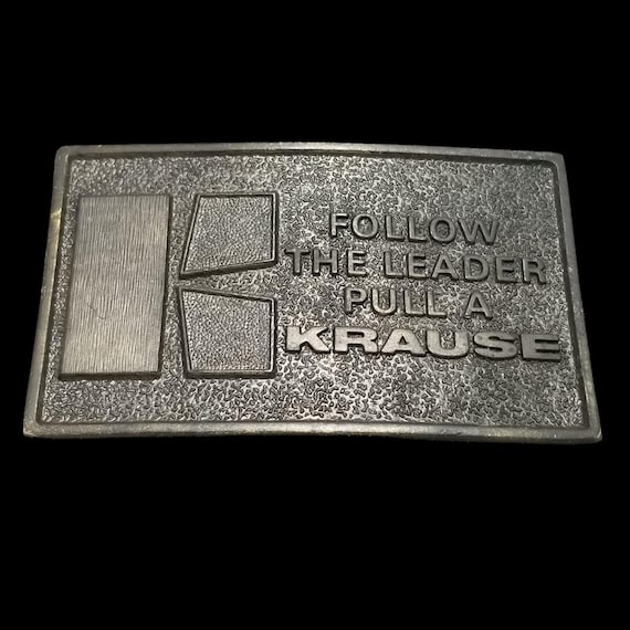 Vintage Belt Buckle Solid Brass Krause Plow Corporation USA Made By Lewis Corp