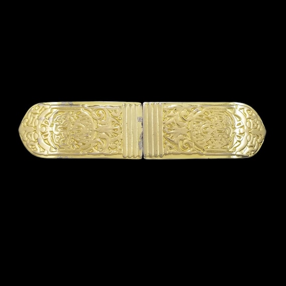 Gay Boyer Two Piece Belt Buckle, Gold Tone Scroll Design for Women
