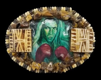 Belt Buckle Abstract Painted Boxer Warrior Spirit Giclee Print By CMAC Creations