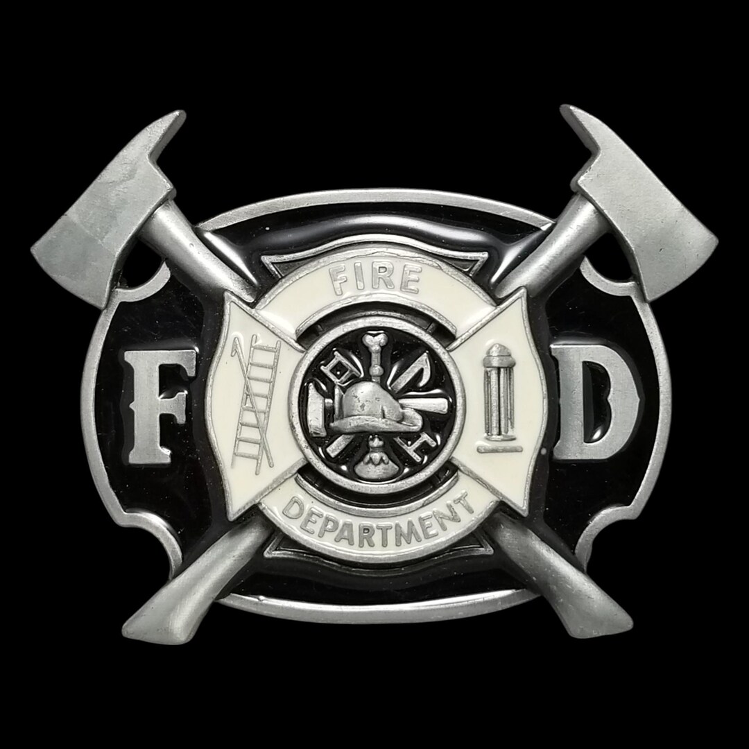 消防署 FD 消防士 マルタ十字 斧 ベルト バックル シルバートーン