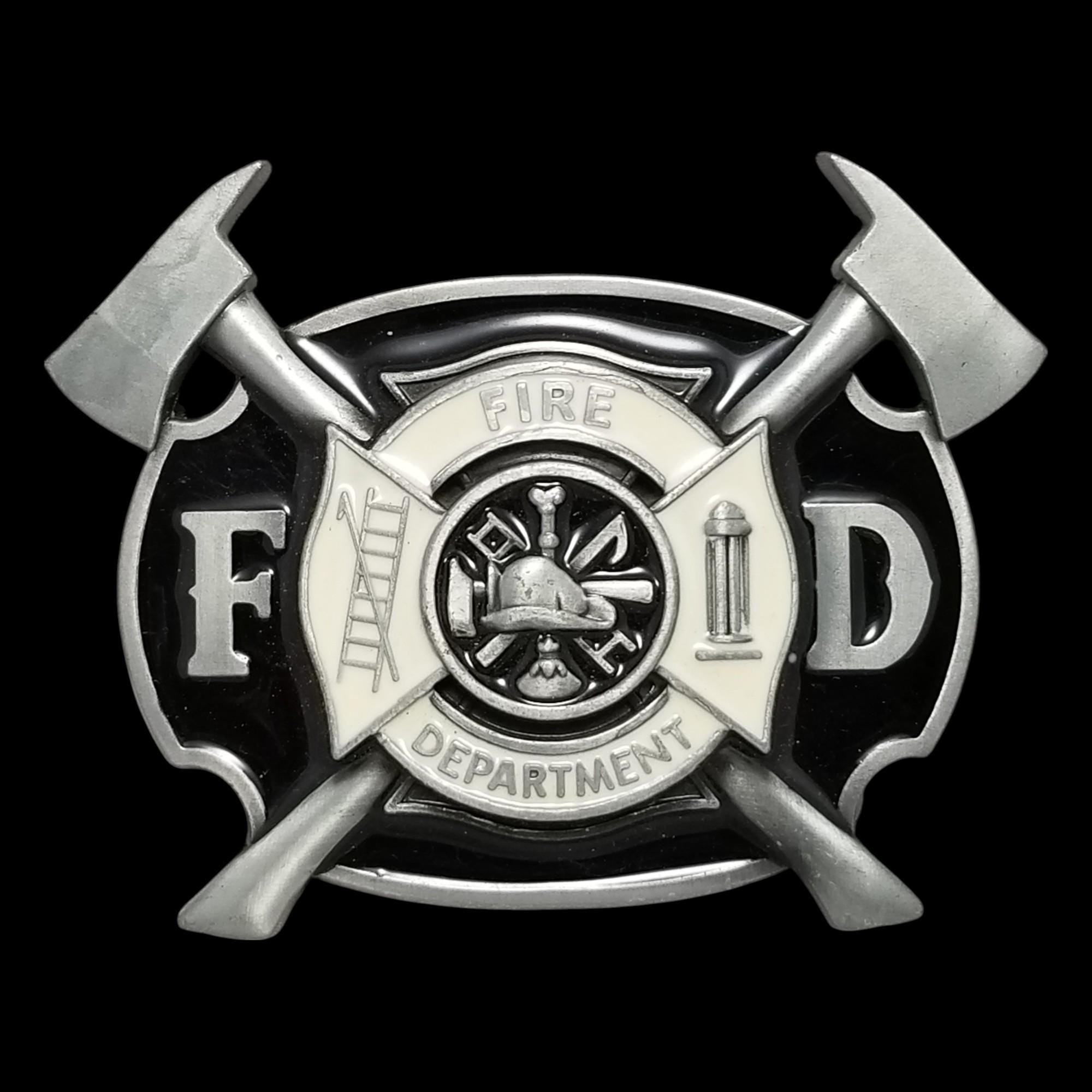 消防署 FD 消防士 マルタ十字 斧 ベルト バックル シルバートーン