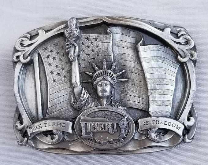 Belt Buckle Pewter 1985 Statue Of Liberty The Flame Of Freedom USA By Bergamot