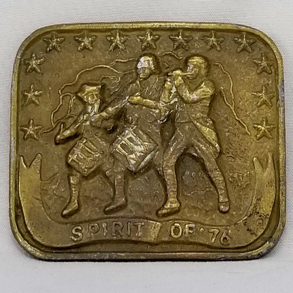 Vintage 1975 Spirit of '76 Belt Buckle - Hencel USA Independence Day