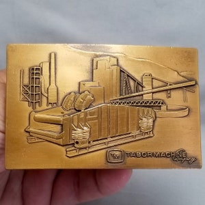 Vintage Belt Buckle Tabor Machine Company Bronze Color Heavy
