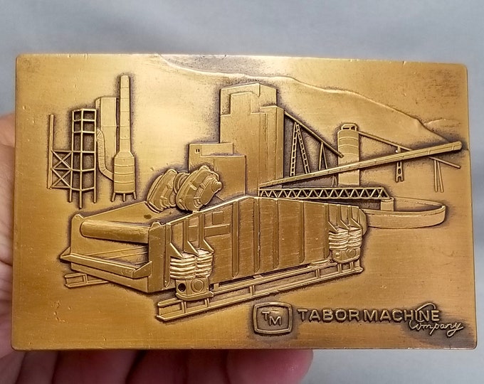 Vintage Belt Buckle Tabor Machine Company Bronze Color Heavy
