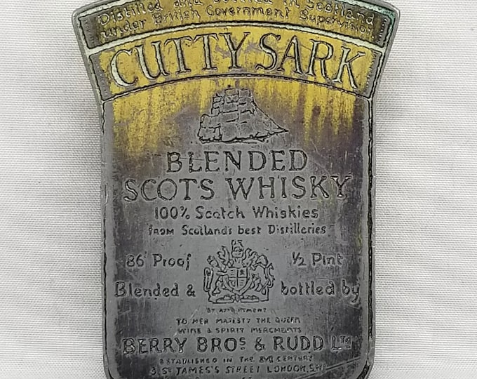 Vintage Cutty Sark Blended Scots Whisky Bottle Belt Buckle Novelty