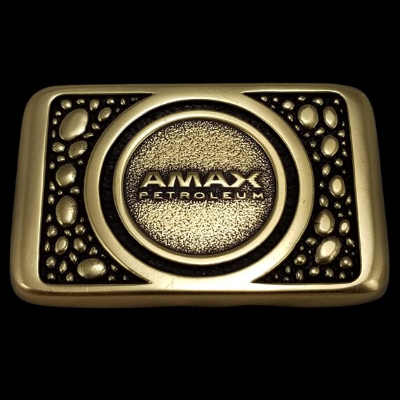 Vintage Solid Brass Belt Buckle by Synanon - Rare Collectible AMAX Petroleum