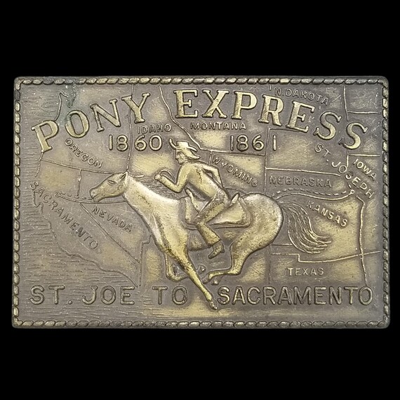 Pony Express Belt Buckle 1860-1861 St. Joe to Sacramento Collectible Memorabilia