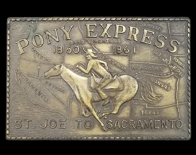 Pony Express Belt Buckle 1860-1861 St. Joe to Sacramento Collectible Memorabilia