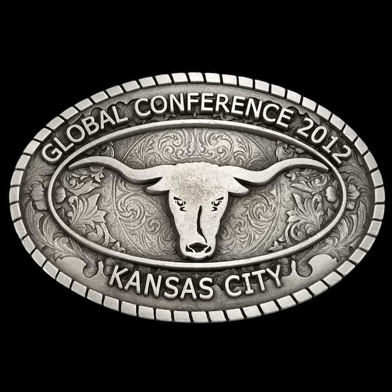 Global Conference 2012 Belt Buckle – Kansas City Longhorn Steer Solid Pewter