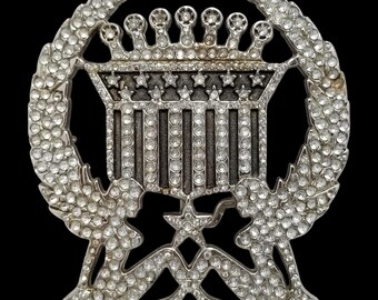 Vintage rhinestone “flag” buckle. Union Jack British Flag Rhinestone-look Military Style  main image 4
