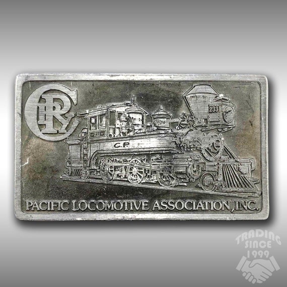 Vintage Belt Buckle Pacific Locomotive Association 233 Train Steam Engine