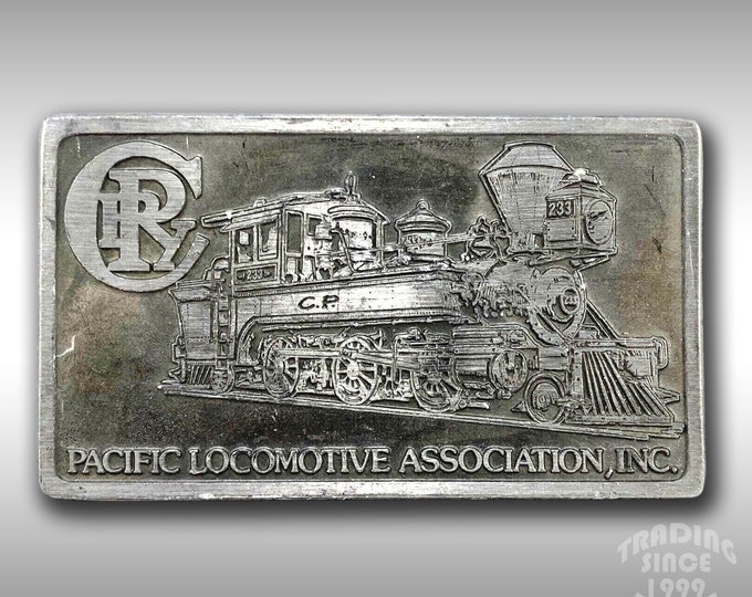 Vintage Belt Buckle Pacific Locomotive Association 233 Train Steam Engine