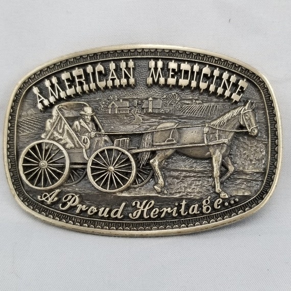 Vintage Belt Buckle American Medicine A Proud Her… - image 1